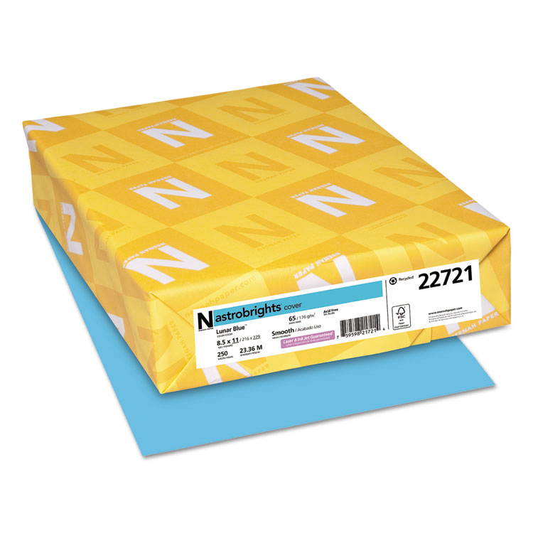 Neenah® Astrobrights Paper Lunar Blue 65 lb. Vellum Cover 8.5x11 in. 250 Sheets per Ream